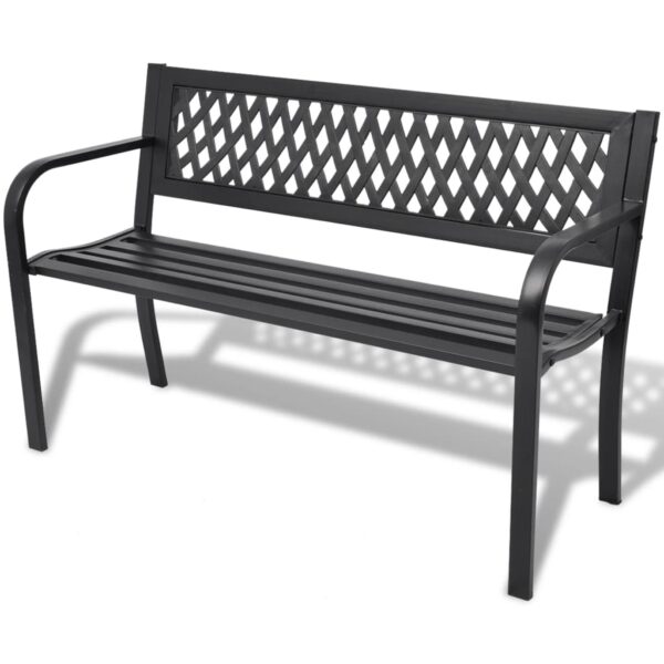 vidaXL Patio Bench 46.5" Steel Black