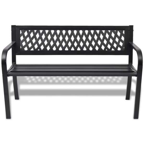 vidaXL Patio Bench 46.5" Steel Black - Image 2