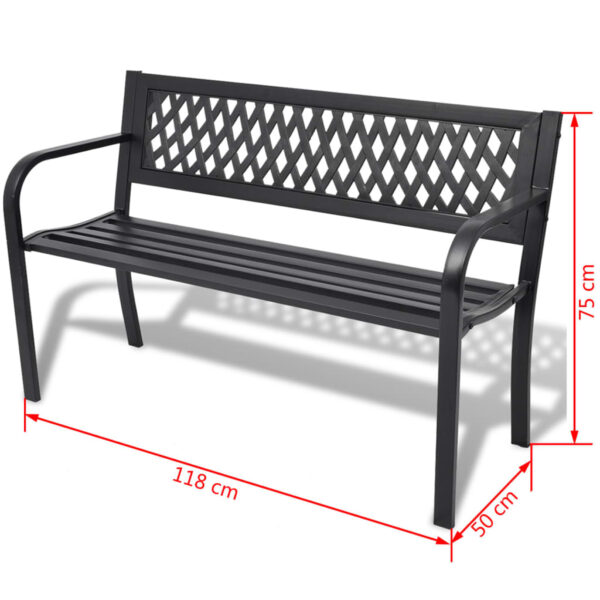 vidaXL Patio Bench 46.5" Steel Black - Image 4