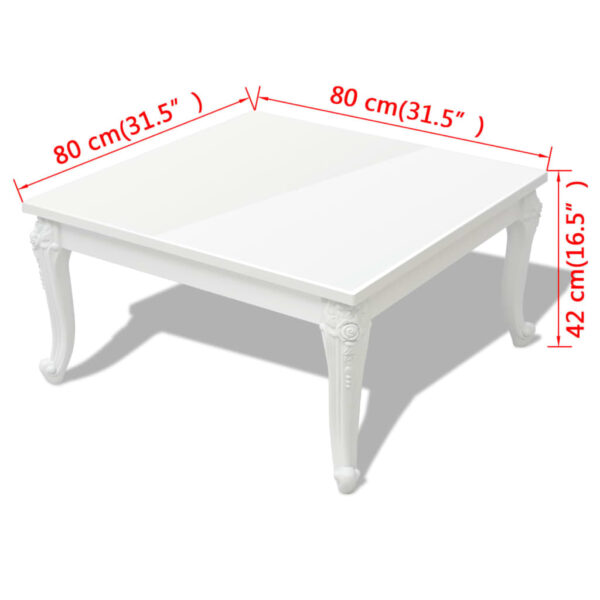 vidaXL Coffee Table 31.5"x31.5"x16.5" High Gloss White - Image 5