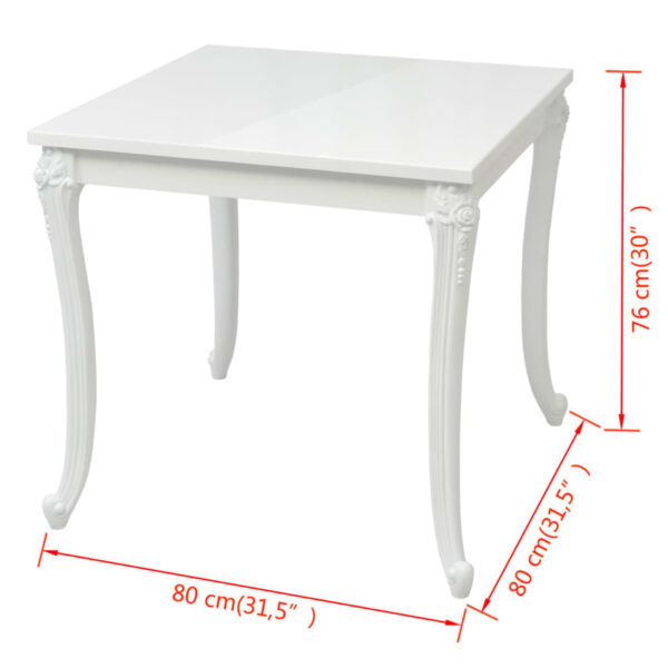 vidaXL Dining Table 31.5"x31.5"x29.9" High Gloss White - Image 5