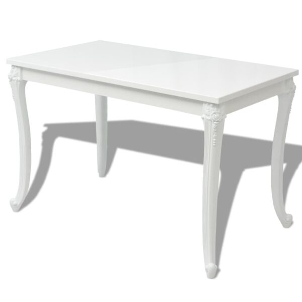 vidaXL Dining Table 45.7"x26"x29.9" High Gloss White - Image 2