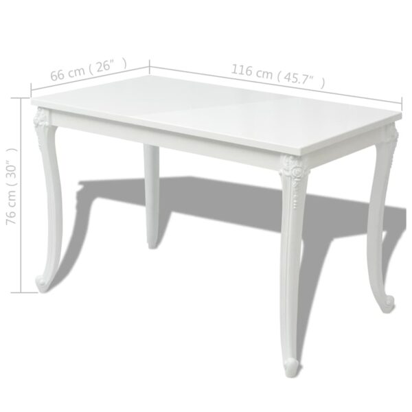 vidaXL Dining Table 45.7"x26"x29.9" High Gloss White - Image 5