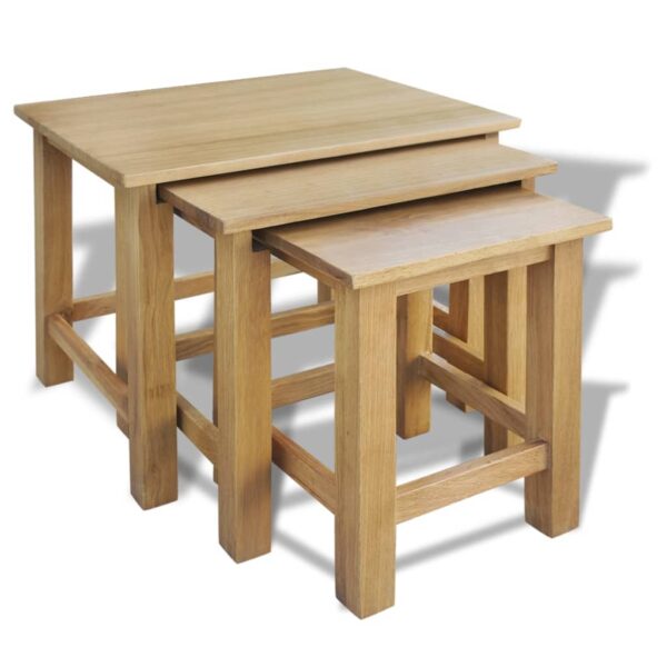 vidaXL Nest of Tables 3 Pieces Solid Oak Wood