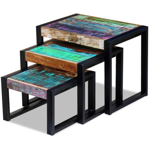 vidaXL Three Piece Nesting Tables Solid Reclaimed Wood - Image 6