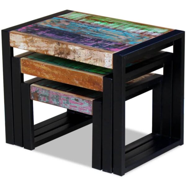 vidaXL Three Piece Nesting Tables Solid Reclaimed Wood - Image 7