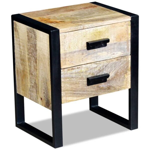 vidaXL Side Table with 2 Drawers Solid Mango Wood 17"x13"x20" - Image 2