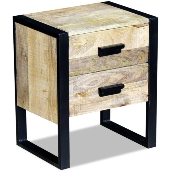 vidaXL Side Table with 2 Drawers Solid Mango Wood 17"x13"x20" - Image 3