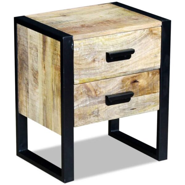 vidaXL Side Table with 2 Drawers Solid Mango Wood 17"x13"x20" - Image 4