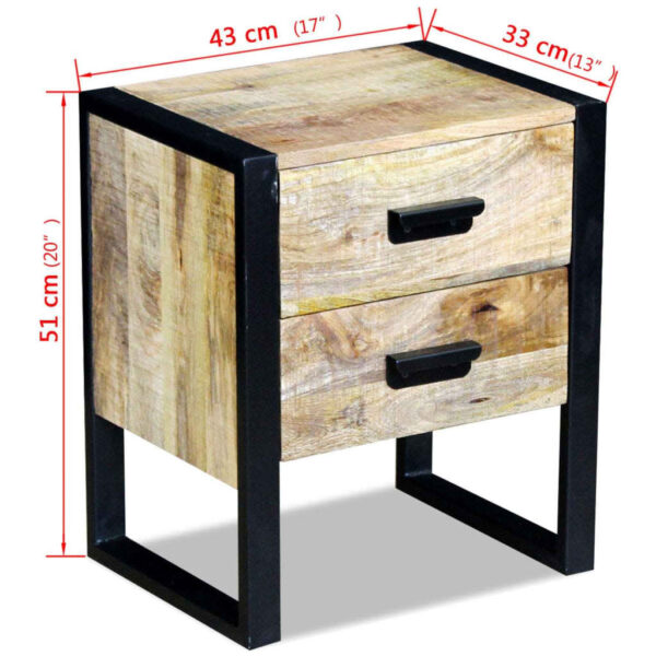 vidaXL Side Table with 2 Drawers Solid Mango Wood 17"x13"x20" - Image 8