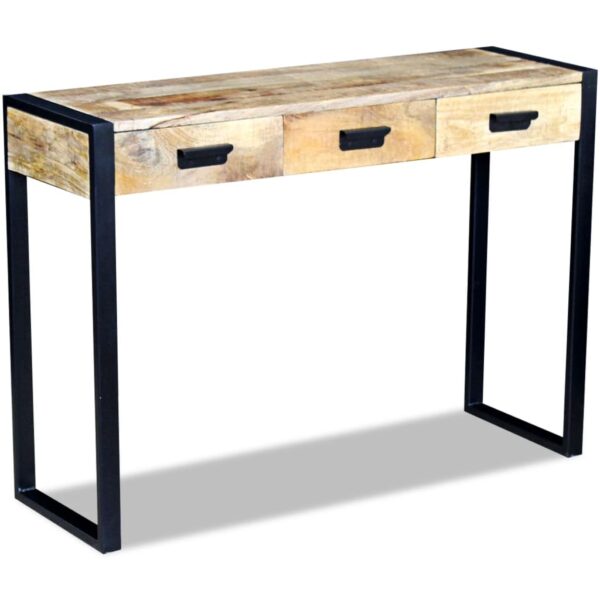 vidaXL Console Table with 3 Drawers Solid Mango Wood 43.3"x13.8"x30.7" - Image 2