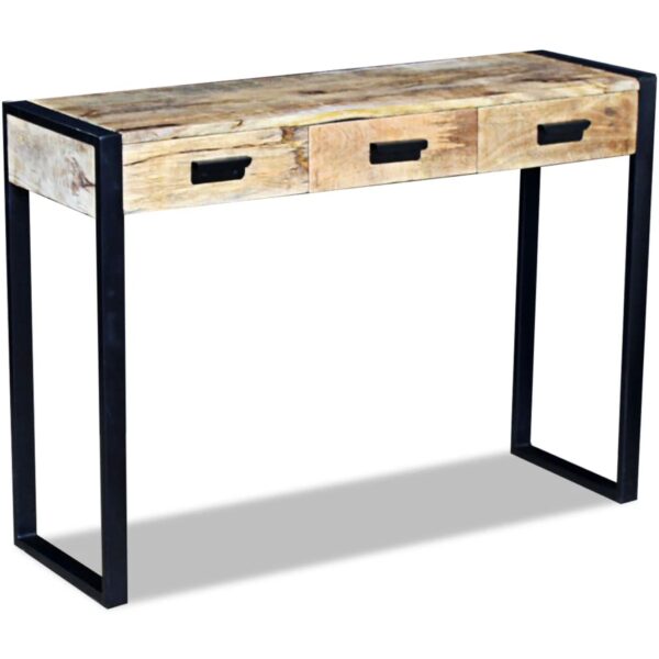 vidaXL Console Table with 3 Drawers Solid Mango Wood 43.3"x13.8"x30.7" - Image 3