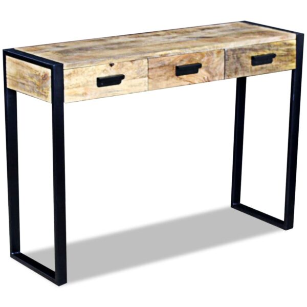 vidaXL Console Table with 3 Drawers Solid Mango Wood 43.3"x13.8"x30.7" - Image 4