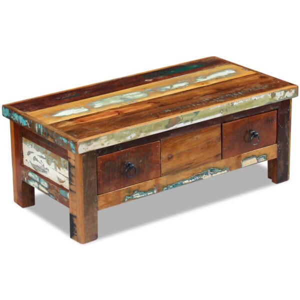 vidaXL Coffee Table Drawers Solid Reclaimed Wood 35.4"x17.7"x13.8"