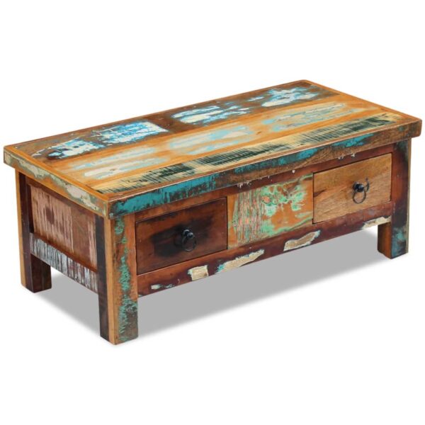 vidaXL Coffee Table Drawers Solid Reclaimed Wood 35.4"x17.7"x13.8" - Image 4