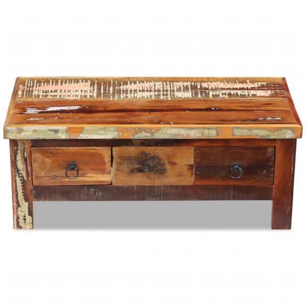 vidaXL Coffee Table Drawers Solid Reclaimed Wood 35.4"x17.7"x13.8" - Image 6