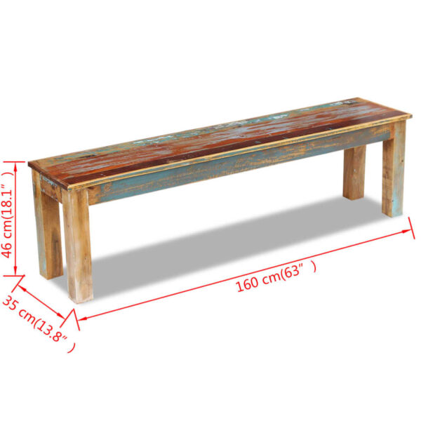 vidaXL Bench Solid Reclaimed Wood 63"x13.8"x18.1" - Image 8