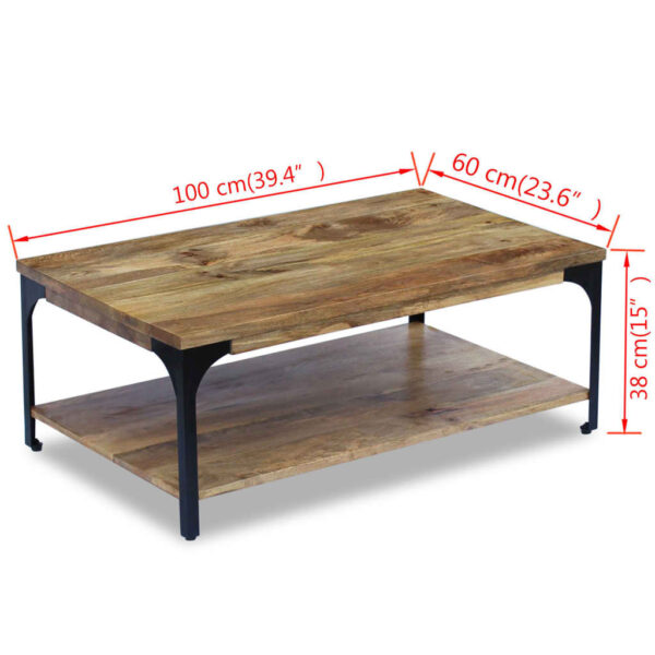 vidaXL Coffee Table Mango Wood 39.4"x23.6"x15" - Image 7