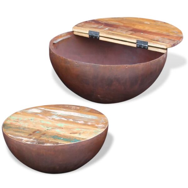 vidaXL Two Piece Bowl Shaped Coffee Table Set Solid Reclaimed Wood - Image 6