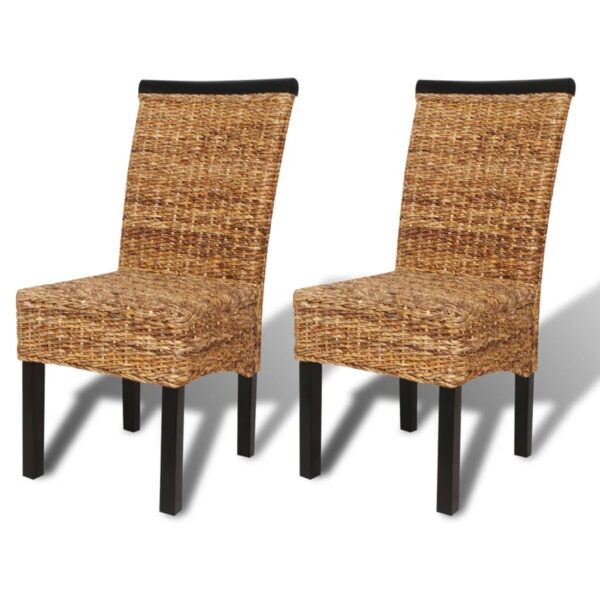 vidaXL Dining Chairs 2 pcs Abaca and Solid Mango Wood - Image 2