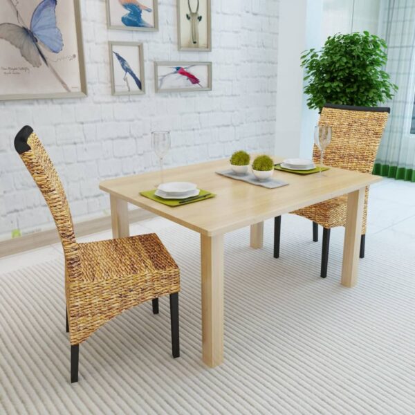 vidaXL Dining Chairs 2 pcs Abaca and Solid Mango Wood - Image 3