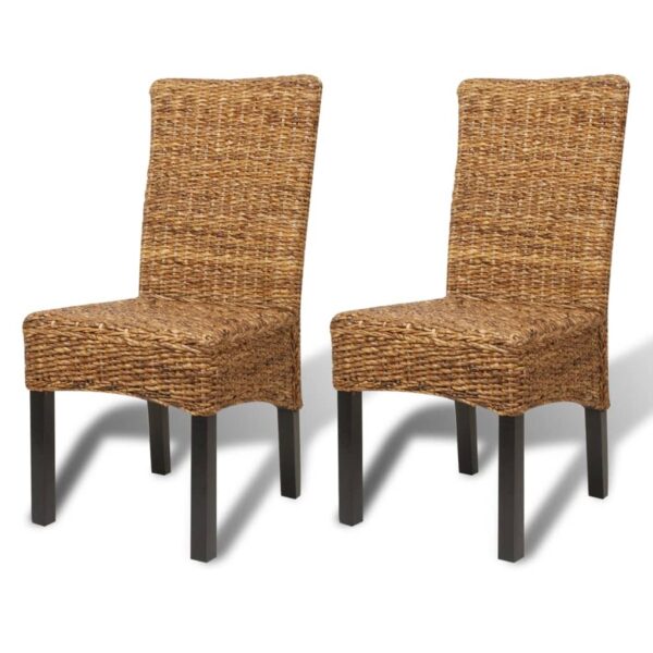 vidaXL Dining Chairs 2 pcs Abaca and Solid Mango Wood - Image 2