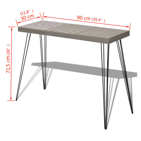 vidaXL Console Table 35.4"x11.8"x28" Gray - Image 7