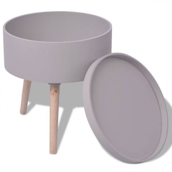 vidaXL Side Table with Serving Tray Round 15.6"x17.5" Gray - Image 2