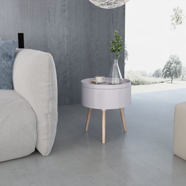 vidaXL Side Table with Serving Tray Round 15.6"x17.5" Gray - Image 3