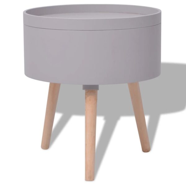 vidaXL Side Table with Serving Tray Round 15.6"x17.5" Gray - Image 4