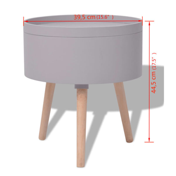 vidaXL Side Table with Serving Tray Round 15.6"x17.5" Gray - Image 6