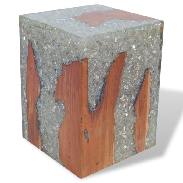 vidaXL Stool Solid Teak Wood and Resin - Image 2