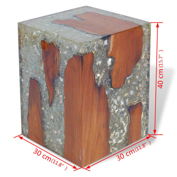 vidaXL Stool Solid Teak Wood and Resin - Image 12