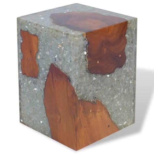 vidaXL Stool Solid Teak Wood and Resin - Image 3