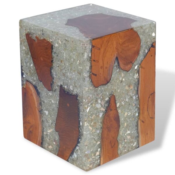 vidaXL Stool Solid Teak Wood and Resin - Image 4