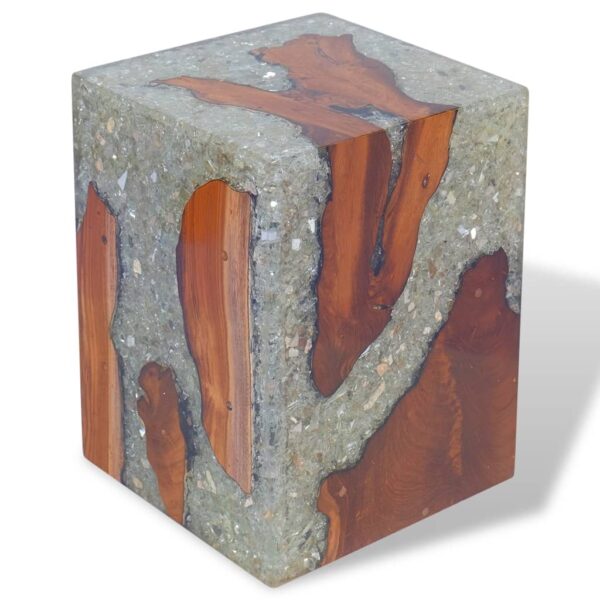 vidaXL Stool Solid Teak Wood and Resin - Image 5