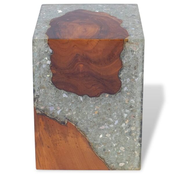 vidaXL Stool Solid Teak Wood and Resin - Image 8