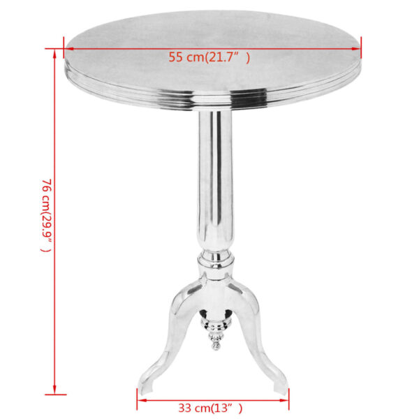 vidaXL Side Table Round Aluminum Silver - Image 4