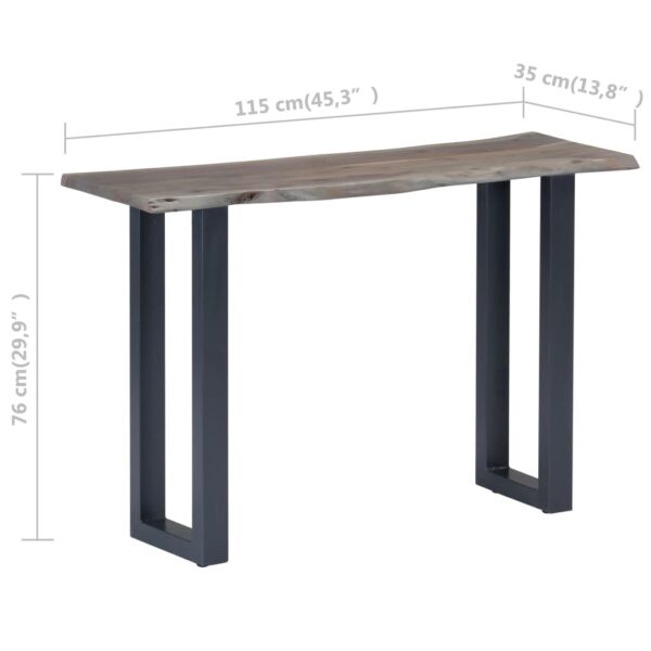 vidaXL Console Table Gray 45.3"x13.8"x29.9" Solid Acacia Wood and Iron - Image 7