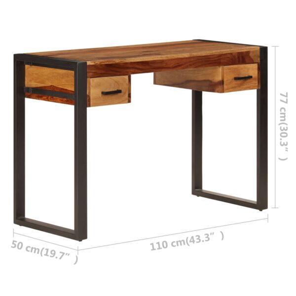 vidaXL Desk with 2 Drawers 43.3"x19.7"x30.3" Solid Sheesham Wood - Image 9