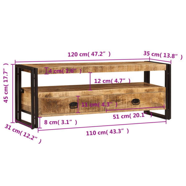 vidaXL TV Stand 47.2"x13.8"x17.7" Solid Wood Mango - Image 10