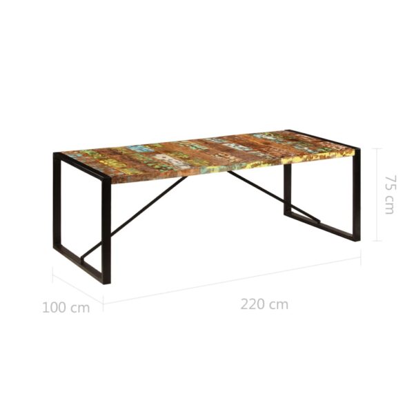 vidaXL Dining Table 86.6"x39.4"x29.5" Solid Reclaimed Wood - Image 6