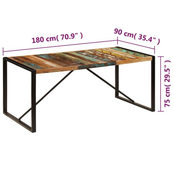 vidaXL Dining Table 70.9"x35.4"x29.5" Solid Reclaimed Wood - Image 6