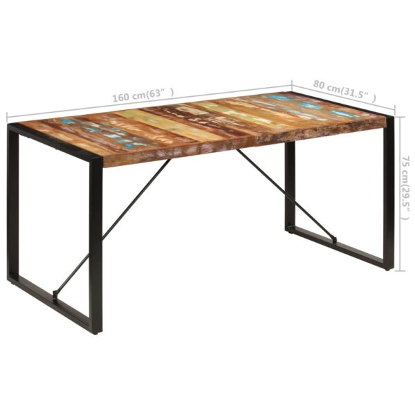 vidaXL Dining Table 63"x31.5"x29.5" Solid Reclaimed Wood - Image 8