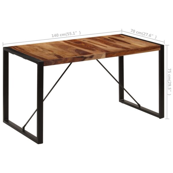 vidaXL Dining Table 55.1"x27.6"x29.5" Solid Sheesham Wood - Image 8