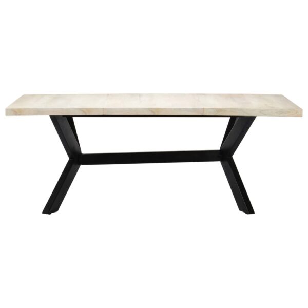 vidaXL Dining Table White 78.7"x39.4"x29.5" Solid Mango Wood - Image 2