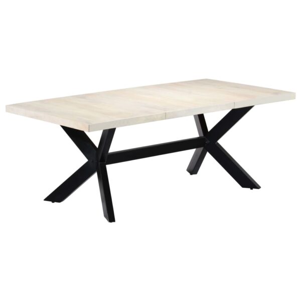 vidaXL Dining Table White 78.7"x39.4"x29.5" Solid Mango Wood - Image 11