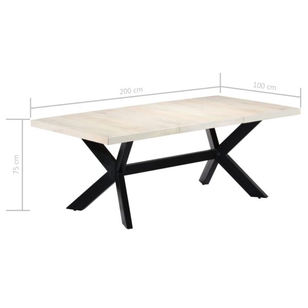 vidaXL Dining Table White 78.7"x39.4"x29.5" Solid Mango Wood - Image 7