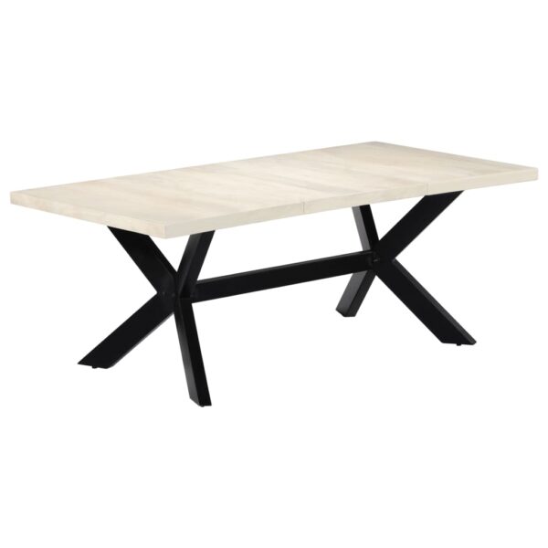 vidaXL Dining Table White 78.7"x39.4"x29.5" Solid Mango Wood - Image 8