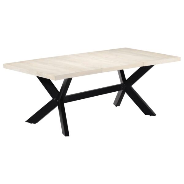 vidaXL Dining Table White 78.7"x39.4"x29.5" Solid Mango Wood - Image 9